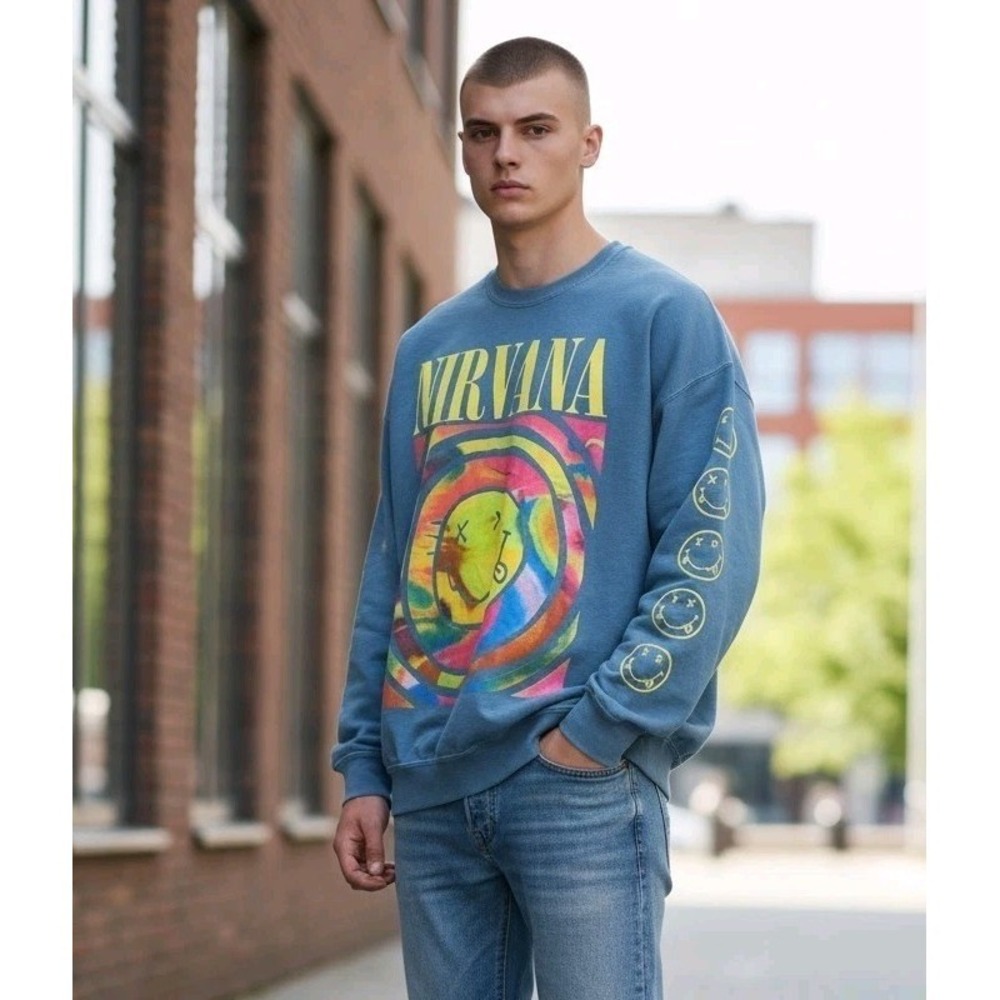 Nirvana Nevermind Grunge Band Oversized‎ Crewneck Sweater Adult Size S/M